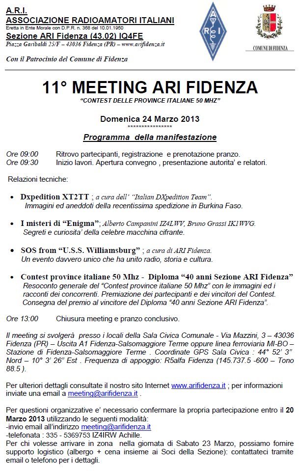 11° MEETING ARI FIDENZA 