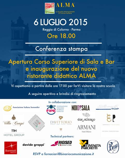ALMA> Conferenza stampa 6 Luglio >presentazione ufficiale nuovo corso di sala e bar con Gualtiero Marchesi