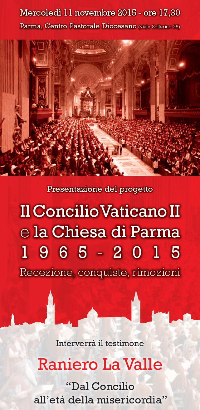 Invito incontro per Concilio Vaticano II e Chiesa di Parma con RANIERO LA VALLE
