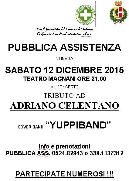 Teatro Magnani di Fidenza per ascoltare le più belle canzoni di Adriano Celentano in un concerto/spettacolo della nota cover band milanese Yuppiband