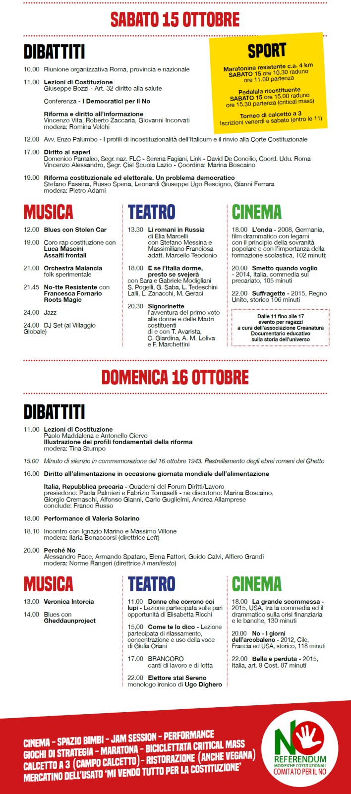 Festa della Costituzione a Roma 14 -15 -16 ottobre