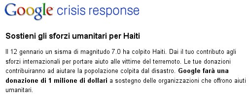 Google, sostieni gli sforzi umanitari per Haiti