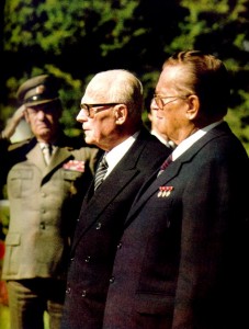 Il  presidente della Repubblica  Italiana,  il partigiano Sandro Pertini,  e il presidente della Repubblica Socialista Federale di Jugoslavia,  il partigiano Josep Broz Tito