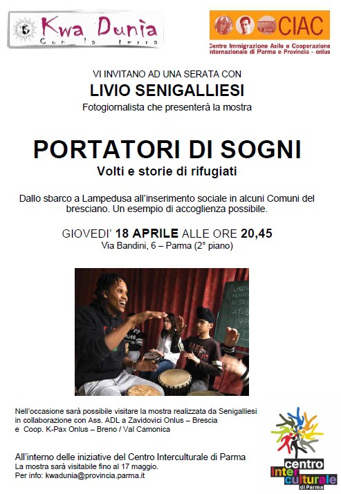 Livio Senigalliesi a Parma  “Portatori di sogni” - Un esempio di accoglienza possibile