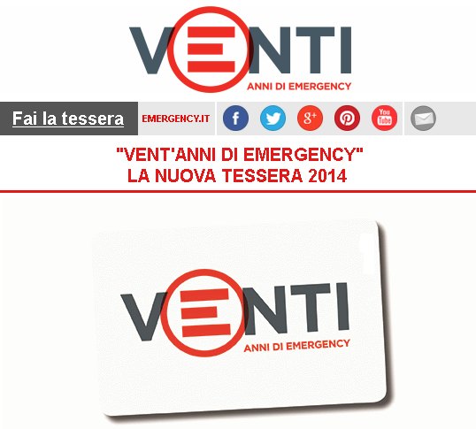 "VENT'ANNI DI EMERGENCY" LA NUOVA TESSERA 2014 