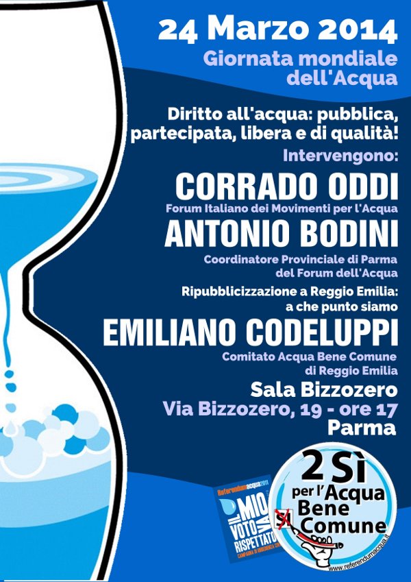 Giornata mondiale dell'Acqua lunedì 24 marzo a Parma