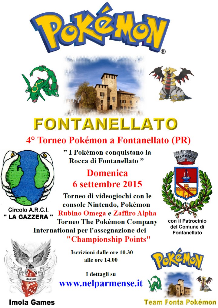 I Pokémon conquistano la Rocca Castello di Fontanellato 4° Torneo dei Pokémon 6 settembre 2015