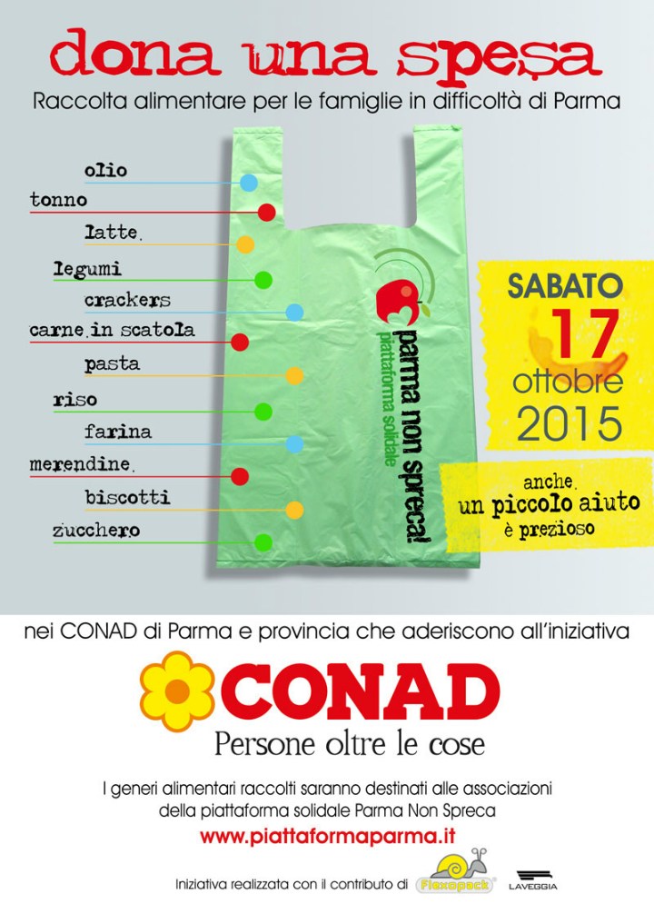  Dona una spesa, la raccolta alimentare promossa da Parma non spreca-Piattaforma solidale, in collaborazione con Conad Centro Nord