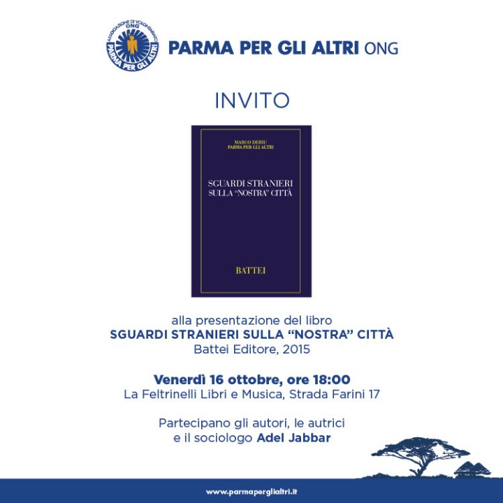 Parma per gli Altri Ong_Invito Stampa presentazione libro "Sguardi stranieri sulla nostra città"