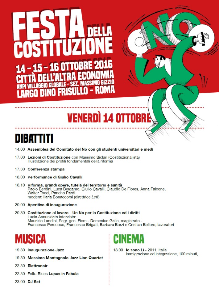 Festa della Costituzione a Roma 14 -15 -16 ottobre