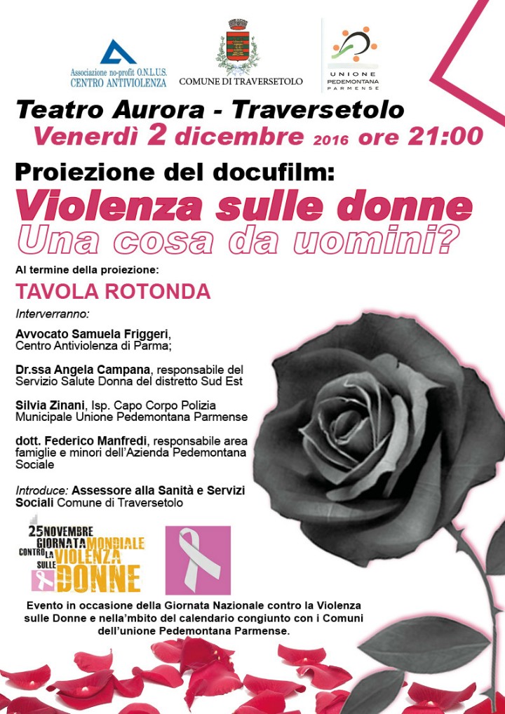 serata contro violenza donne 2-12-2016